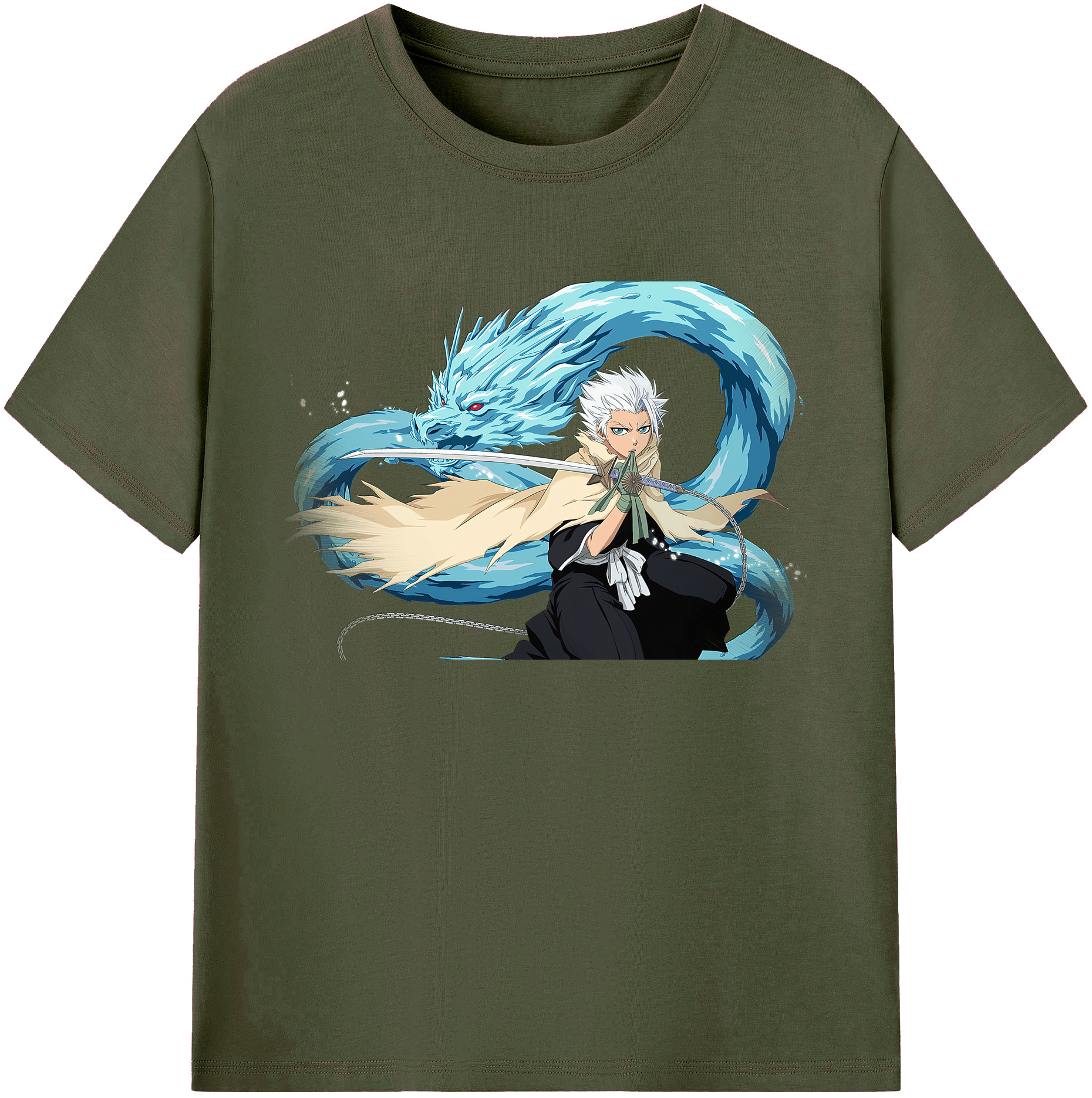 （画像用） ブリーチ 日番谷冬獅郎（ひつがや とうしろう） BLEACH Hitsugaya Toushirou 綿100％ メンズ半袖Tシャツ｜肌触りやわらか＆通気性